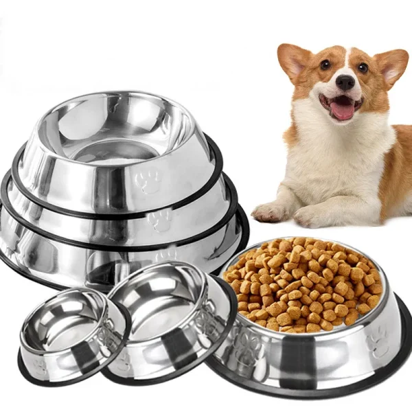 Wholesale Pet Supplies Non-Slip Anti-Fall Cat and Dog Feeding Bowl Stainless Steel Pet Bowl Round Dog and Cat Pet Bowl - Image 6