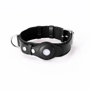 Wholesale custom high quality genuine leather Airtag dog/cat collar with Airtag case pet accessories