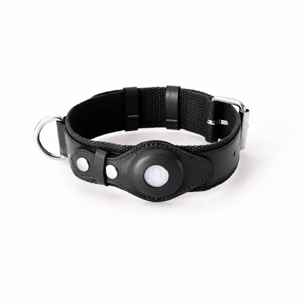Wholesale custom high quality genuine leather Airtag dog/cat collar with Airtag case pet accessories