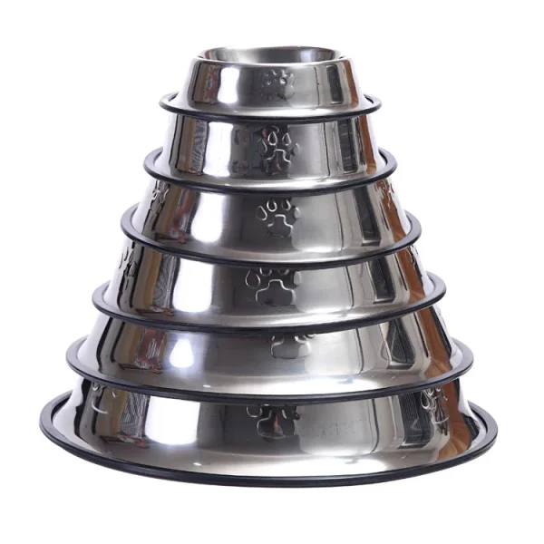 Wholesale Pet Supplies Non-Slip Anti-Fall Cat and Dog Feeding Bowl Stainless Steel Pet Bowl Round Dog and Cat Pet Bowl - Image 2