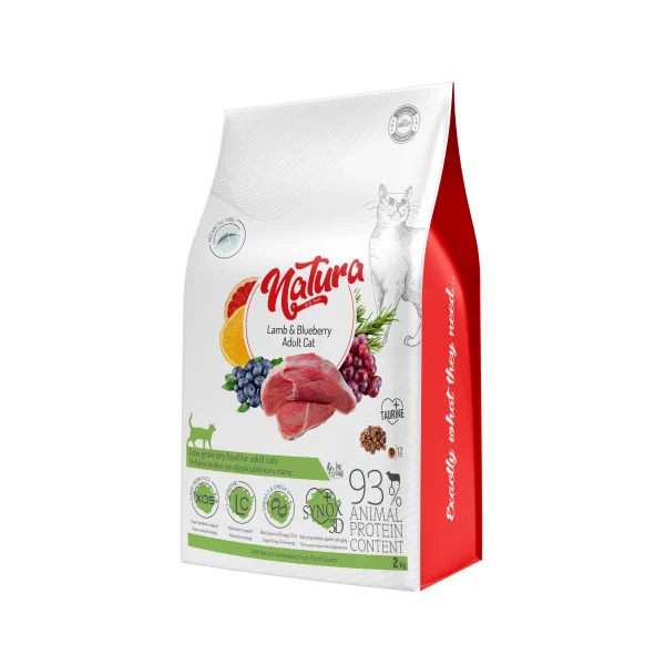 Natural Low Grain Adult Cat Dry Food 2kg Lamb and Blueberry Cat-Specific Antioxidant Support