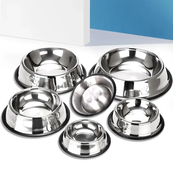Wholesale Pet Supplies Non-Slip Anti-Fall Cat and Dog Feeding Bowl Stainless Steel Pet Bowl Round Dog and Cat Pet Bowl - Image 5