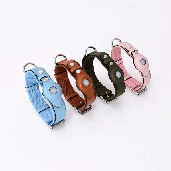 Wholesale custom high quality genuine leather Airtag dog/cat collar with Airtag case pet accessories - Image 5