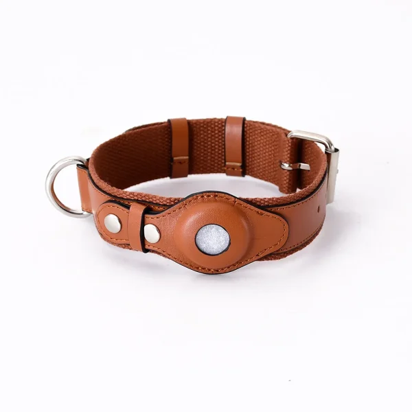 Wholesale custom high quality genuine leather Airtag dog/cat collar with Airtag case pet accessories - Image 4