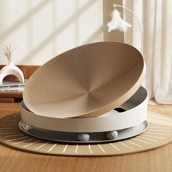 Durable Sustainable Cat Scratching Bed Scratch-Resistant Corrugated Paper Material Integrated Cat Nest and Teasing Toy Cat Tree - Image 3