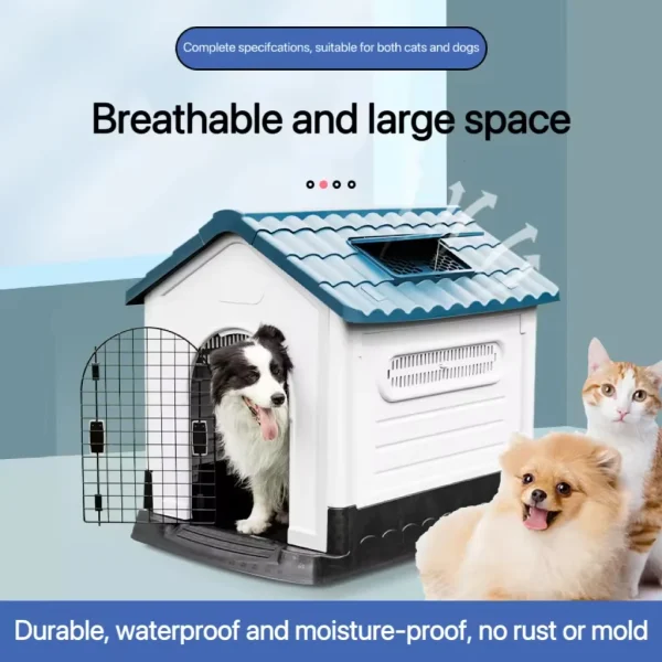 Pet House Dog Villa Rainproof Plastic Foldable Indoor Outdoor Portable Pet Dog Bed - Image 3