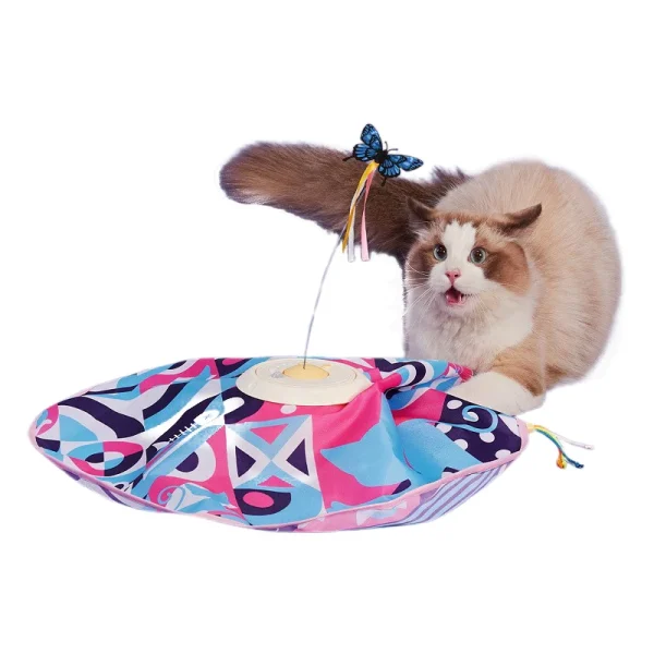 Cat Feather Wand Toy Hunt Cover Rotating Moving Ball Interactive Motion Activate Chirping Hide and Seek Cat Toy