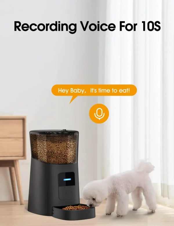 Pet Supplies 6L Automatic Cat Feeder WiFi Automatic Dog Feeder Pet Food Dispenser with Low Food Sensor and Recorder - Image 3