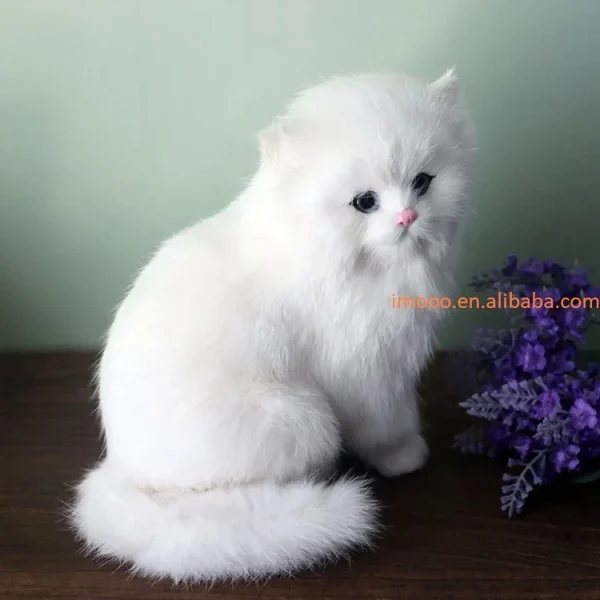 Factory Price 18cm Simulation Cat Dolls Table Decor Gift Realistic White Persian Cats Stuffed Toys Girls Easter Xmas Gift - Image 5