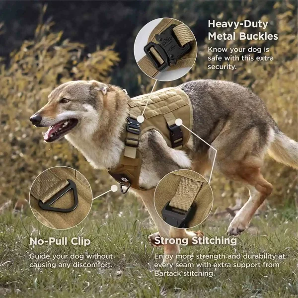 Best-Selling Dog Accessories Tactical Dog Harness with Multiple Adjustment Points Practical Multi-Function Dog Harness - Image 5