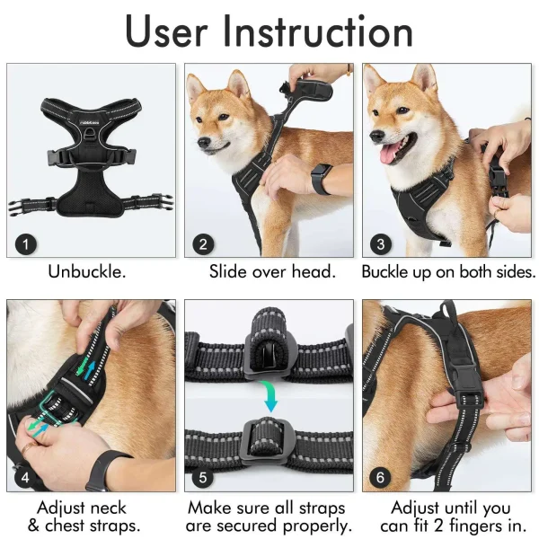 Custom Designer Dog Accessories Adjustable OEM Breathable Dog Training Harness and Leash Set - Image 6