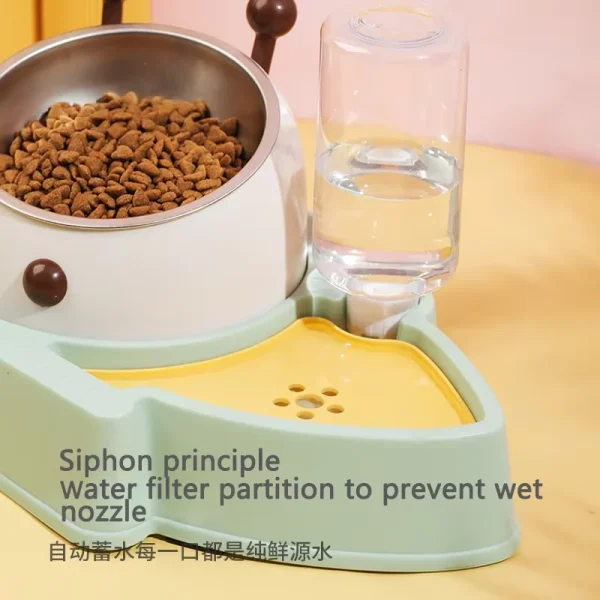 Cat Double Bowl Neck Protection Non-Spill Automatic Drinking Cat Food Bowl Cat Water Bowl Pet Supplies - Image 4