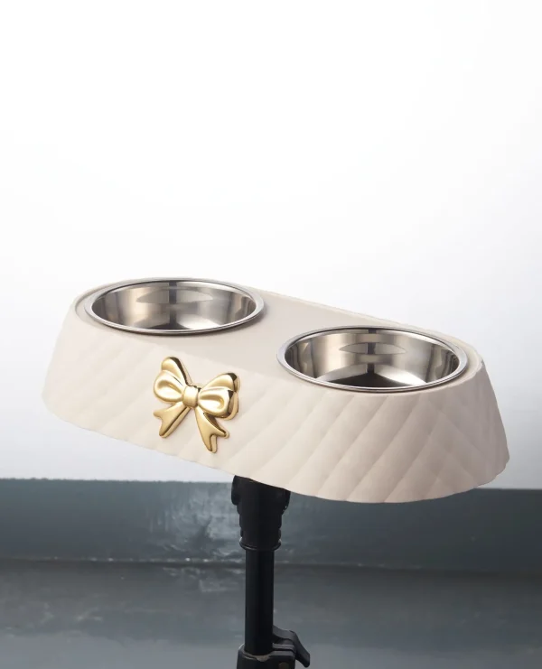 Pet Supplies Bow Tie Pet Double Bowl Stainless Steel Dog Bowl Drinking Feeding Cat Bowl Wholesale - Image 4