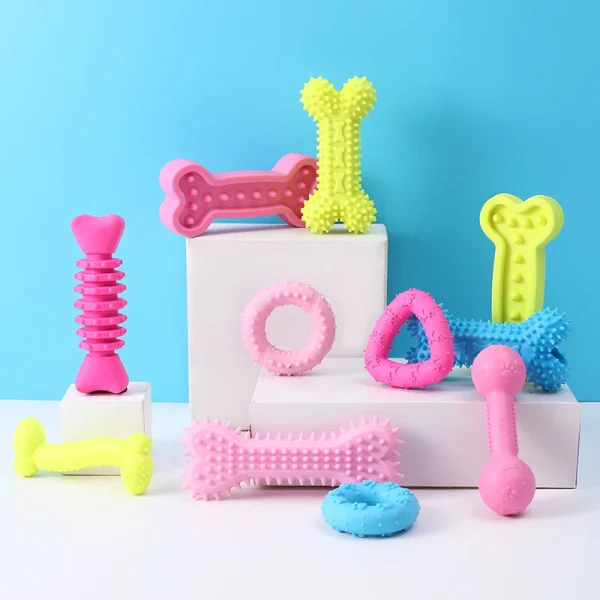 Hot Selling Custom Colors Eco Friendly Cute Durable Pet Puppy Dog Chew Toy With TPR Neutral Small Nipple Bone Toys - Image 2