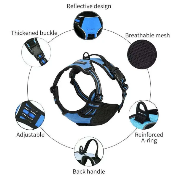 Custom Designer Dog Accessories Adjustable OEM Breathable Dog Training Harness and Leash Set - Image 4