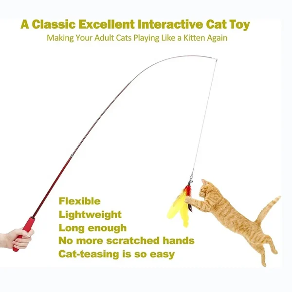 Top Sale Pet Supplies Retractable Wand Feather Toys Refills Interactive Cat Toys for Indoor Cats - Image 2