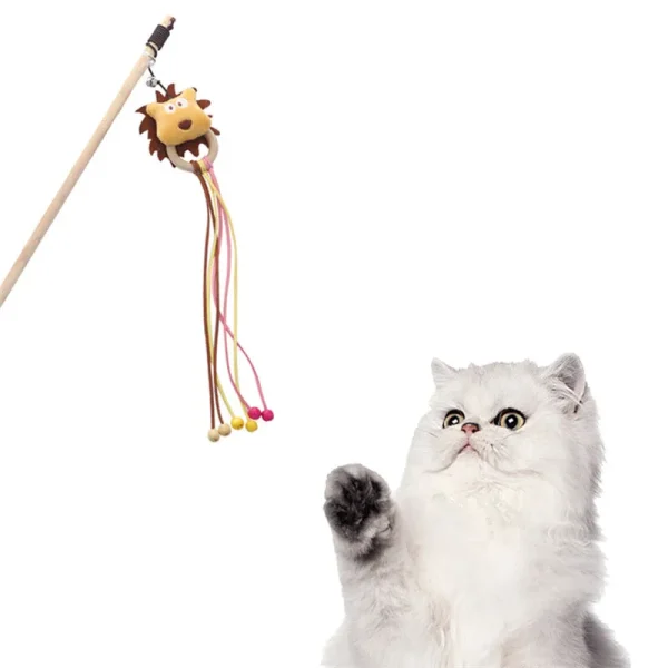 Cat Toys Wooden Teaser Stick With Bell Kitten Chaser Wand Interactive Pet Cat Toy Cartoon Cat Teaser Stick Wholesale - Image 6