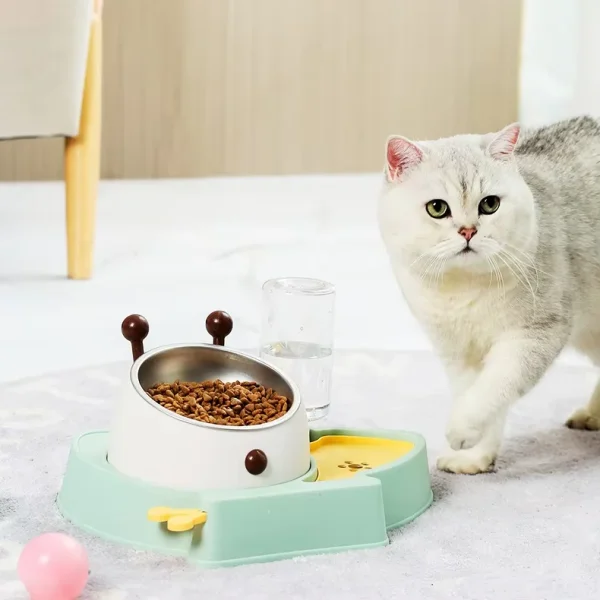 Cat Double Bowl Neck Protection Non-Spill Automatic Drinking Cat Food Bowl Cat Water Bowl Pet Supplies - Image 6