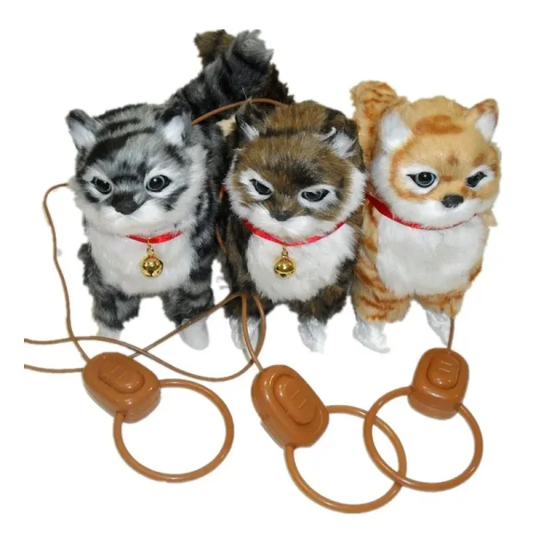 Electric Cat Plush Toy Simulation Wagging Tail Speaking Walking Easter Bunny Stuffed Toys Children Interactive Animal Doll Gift