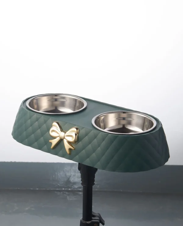Pet Supplies Bow Tie Pet Double Bowl Stainless Steel Dog Bowl Drinking Feeding Cat Bowl Wholesale - Image 3