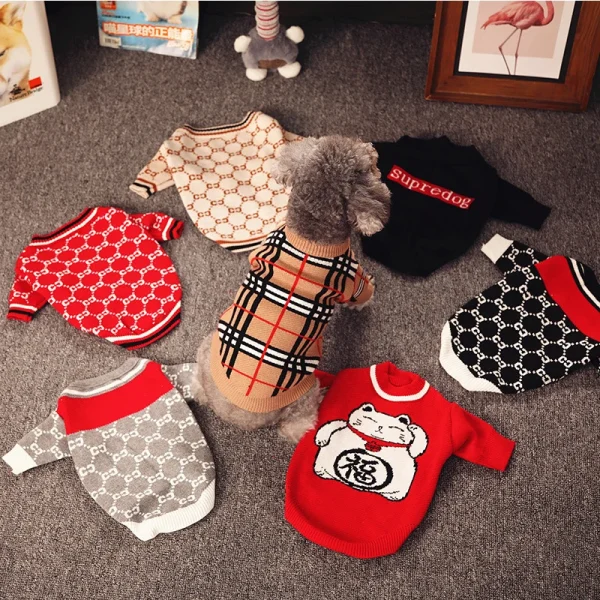 High Quality Fashion Wholesale New Pet Supplies Clothing Spring Fall Fashion Design Knitted Sweater Cardigan Dog Clothes