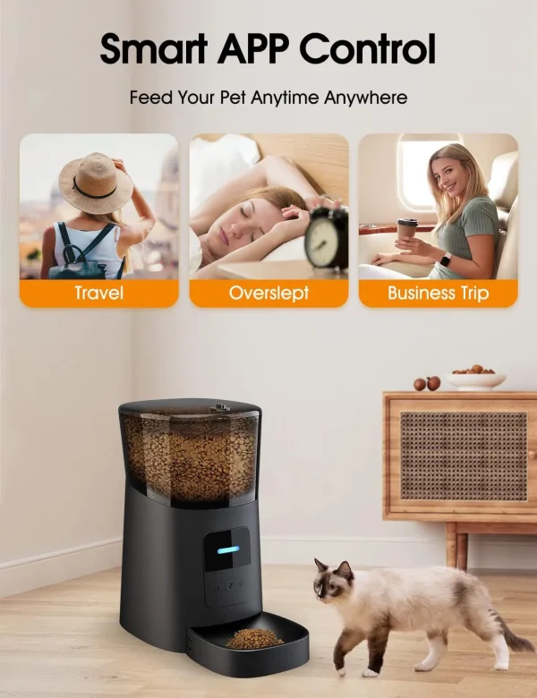 Pet Supplies 6L Automatic Cat Feeder WiFi Automatic Dog Feeder Pet Food Dispenser with Low Food Sensor and Recorder - Image 4