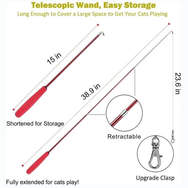 Top Sale Pet Supplies Retractable Wand Feather Toys Refills Interactive Cat Toys for Indoor Cats - Image 3