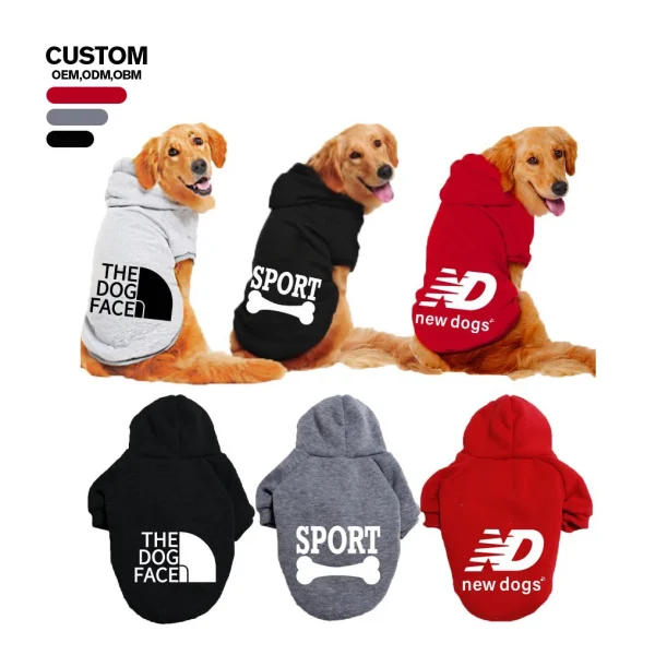 Manufacturer New Design Fashion Luxury Branded XL Owner the Dog Face Coat Vest Hoodie Winter Dog Clothes for Puppy