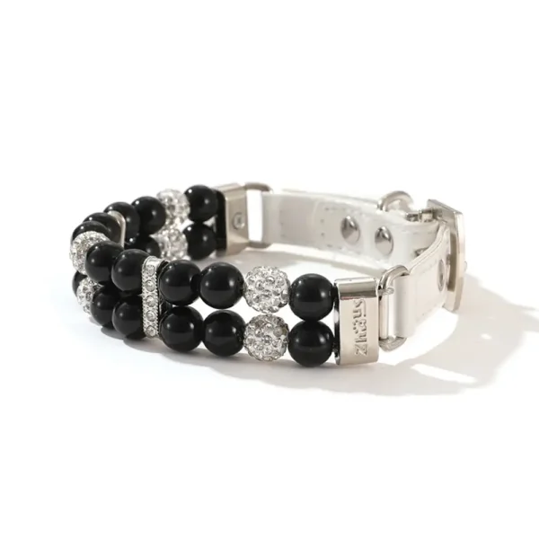 Artificial Pearl Water Diamond PU Leather Adjustable Pet Collar Dog Cat Puppy Kitten Accessories - Image 5