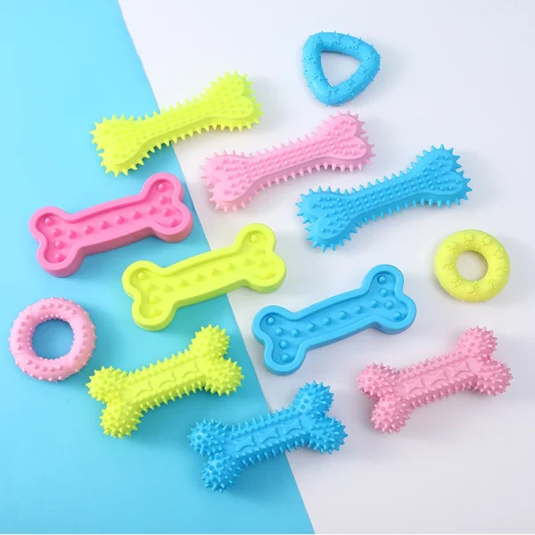 Hot Selling Custom Colors Eco Friendly Cute Durable Pet Puppy Dog Chew Toy With TPR Neutral Small Nipple Bone Toys - Image 4