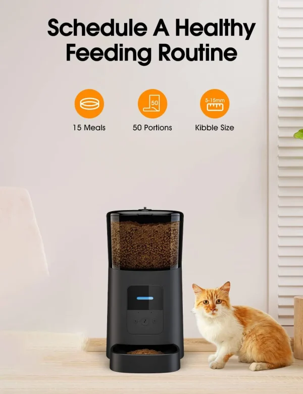 Pet Supplies 6L Automatic Cat Feeder WiFi Automatic Dog Feeder Pet Food Dispenser with Low Food Sensor and Recorder - Image 2