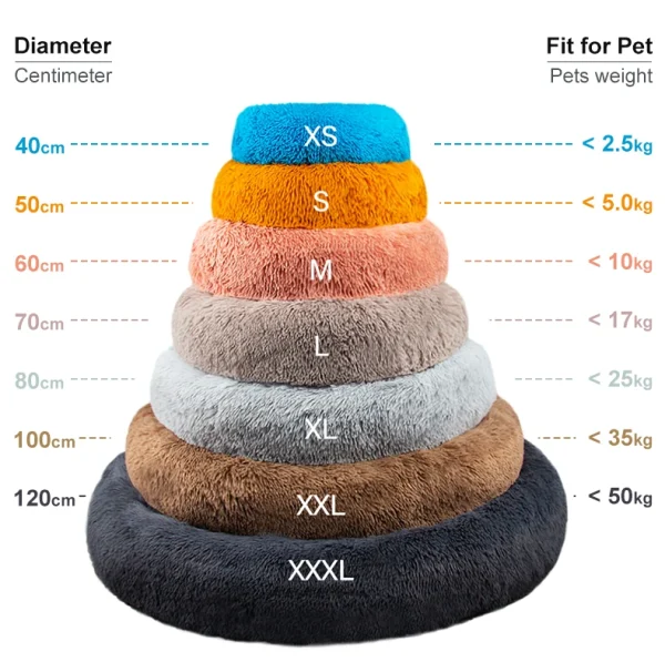 Luxury Fluffy  Cushion Plush Soft Donut Dog Bed Accessories Washable Calming Sofa Camas Para Perros Large Custom Cat Dog Pet Bed - Image 4