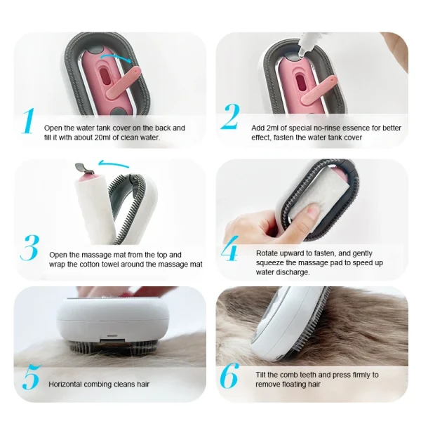OEM Pet Supplies Wholesale Custom 2-in-1 Self-Cleaning Reusable Portable No-Wash Hair Removal Brush - Image 3
