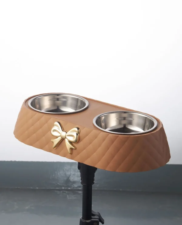 Pet Supplies Bow Tie Pet Double Bowl Stainless Steel Dog Bowl Drinking Feeding Cat Bowl Wholesale - Image 2