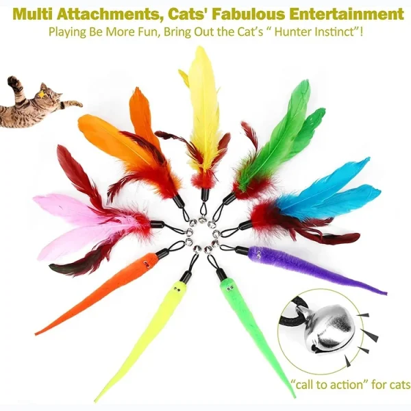 Top Sale Pet Supplies Retractable Wand Feather Toys Refills Interactive Cat Toys for Indoor Cats - Image 5