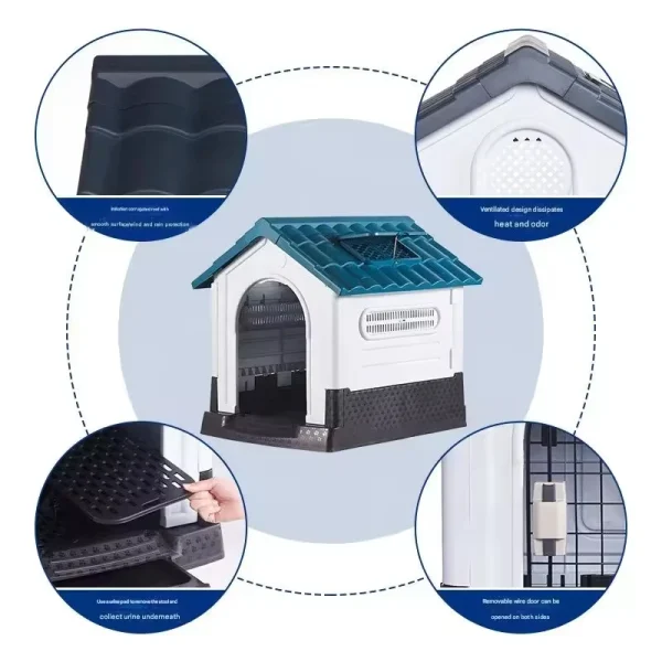 Pet House Dog Villa Rainproof Plastic Foldable Indoor Outdoor Portable Pet Dog Bed - Image 4