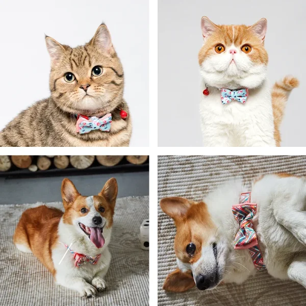 Removable Multi-Color Printed Pet Cat and Dog Bow Tie Accessories - Image 3
