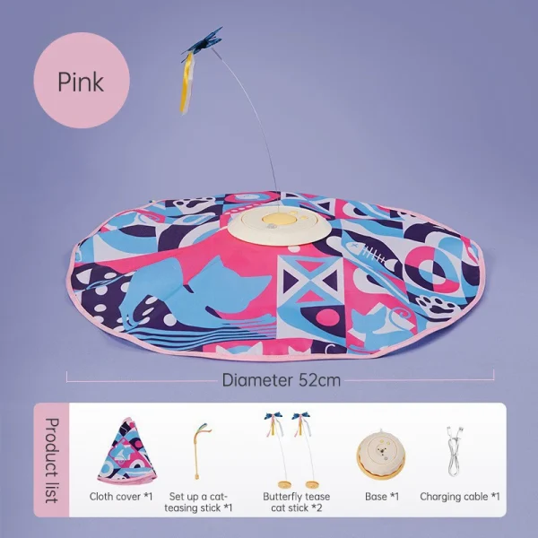 Cat Feather Wand Toy Hunt Cover Rotating Moving Ball Interactive Motion Activate Chirping Hide and Seek Cat Toy - Image 2