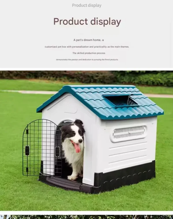 Pet House Dog Villa Rainproof Plastic Foldable Indoor Outdoor Portable Pet Dog Bed - Image 6