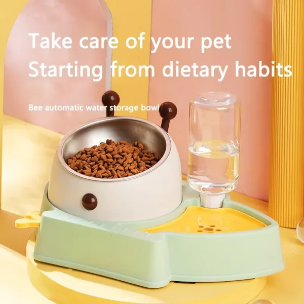 Cat Double Bowl Neck Protection Non-Spill Automatic Drinking Cat Food Bowl Cat Water Bowl Pet Supplies - Image 5
