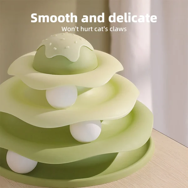 Indoor Ice-Cream Shaped Interactive Cat Toys Roller Tower Interactive 4-tier Track Toy with Spinning Balls,Rotating Slide - Image 6