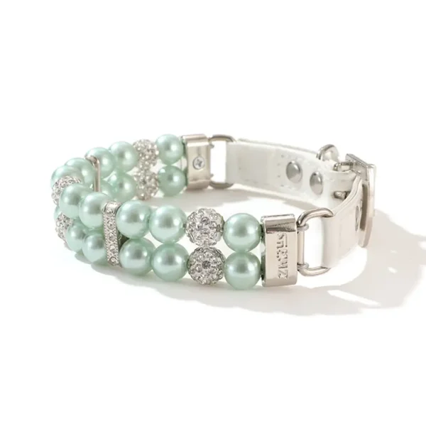 Artificial Pearl Water Diamond PU Leather Adjustable Pet Collar Dog Cat Puppy Kitten Accessories - Image 3