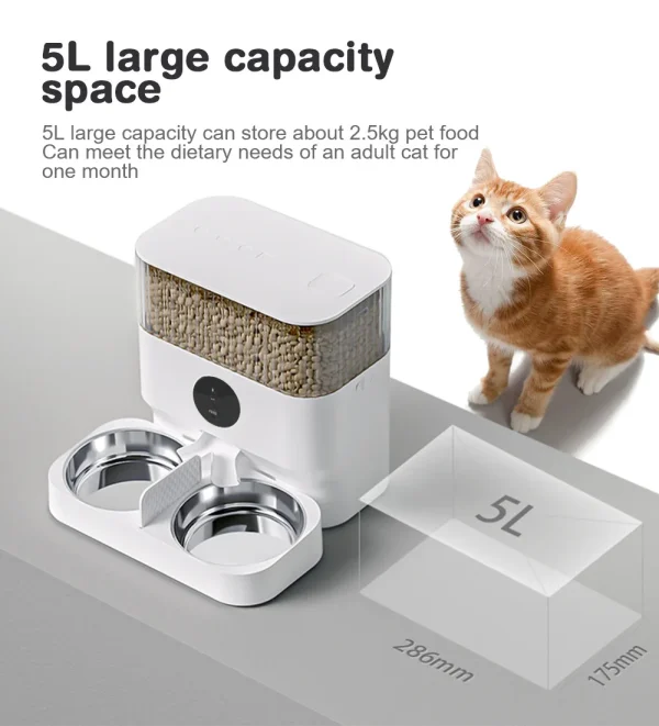 4L Automatic Pet Feeder Cat Food Dispenser Accessories Remote Control Smart WiFi Automatic Feeder Cat and Dog Pet Dry Food - Image 2