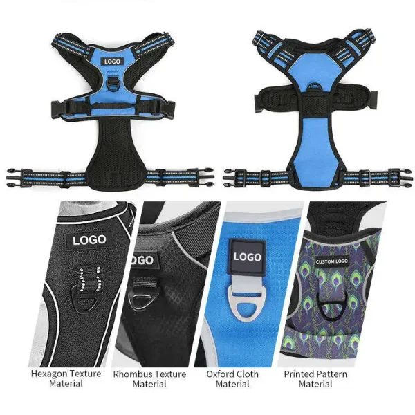 Custom Designer Dog Accessories Adjustable OEM Breathable Dog Training Harness and Leash Set - Image 5