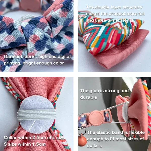 Removable Multi-Color Printed Pet Cat and Dog Bow Tie Accessories - Image 2