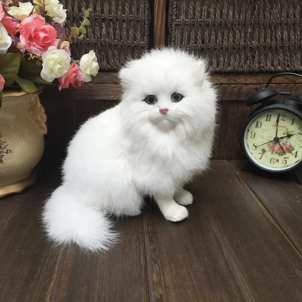 Factory Price 18cm Simulation Cat Dolls Table Decor Gift Realistic White Persian Cats Stuffed Toys Girls Easter Xmas Gift