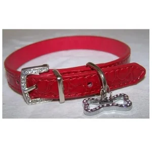 Non-Leather Dog Collar with Crystal Buckle Red Dog Collar Dog and Pet Accessories