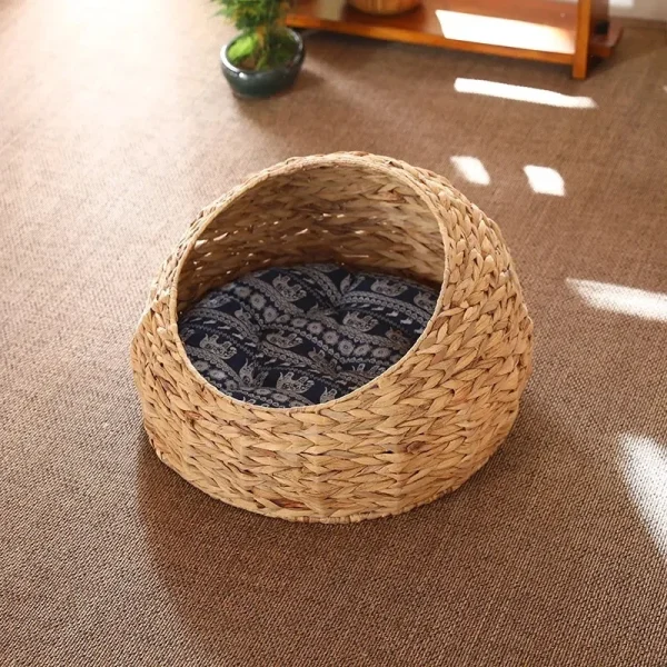 Hyacinth Water Cat Basket Nest Four-Season Scratcher Eco-friendly Pet Bed and House Washable - For Dogs - Image 4