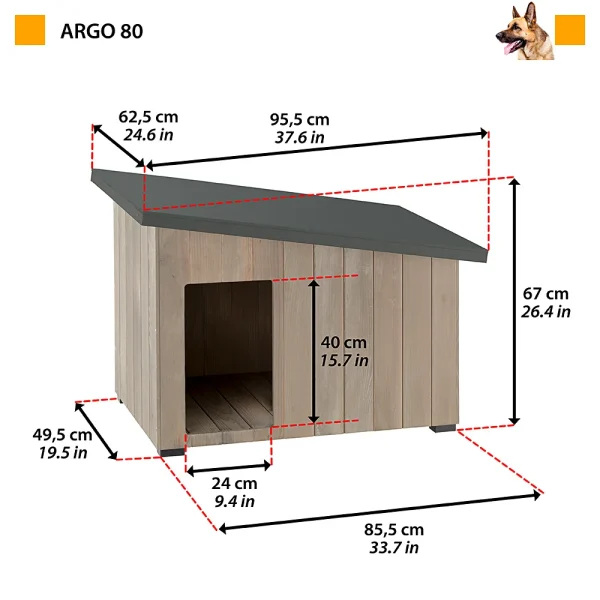 Outdoor Dog House, Dog Kennel AGO 80 in FSC Wood with Non-Toxic Paint, UV Resistant - Image 5